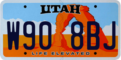 UT license plate W908BJ
