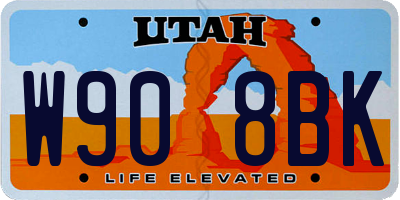 UT license plate W908BK
