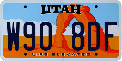 UT license plate W908DF