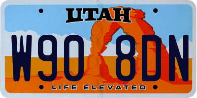 UT license plate W908DN