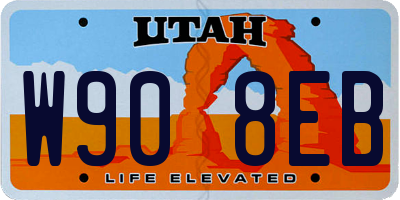 UT license plate W908EB