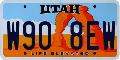 UT license plate W908EW