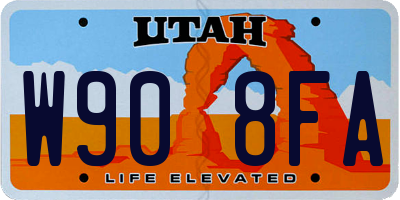 UT license plate W908FA