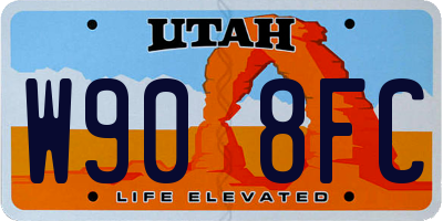 UT license plate W908FC