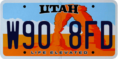 UT license plate W908FD