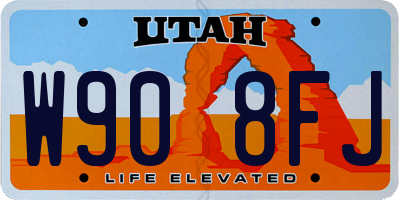 UT license plate W908FJ