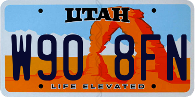 UT license plate W908FN