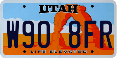 UT license plate W908FR