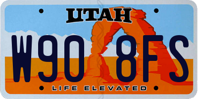 UT license plate W908FS