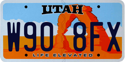 UT license plate W908FX