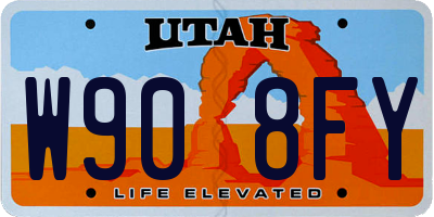 UT license plate W908FY