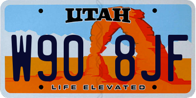UT license plate W908JF