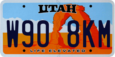UT license plate W908KM