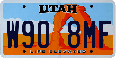 UT license plate W908MF
