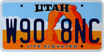 UT license plate W908NC