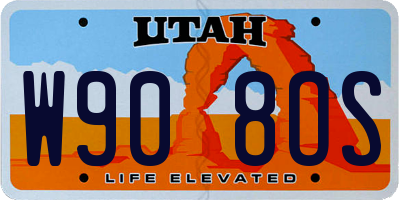 UT license plate W908OS