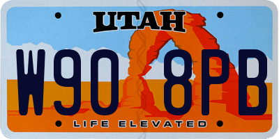 UT license plate W908PB