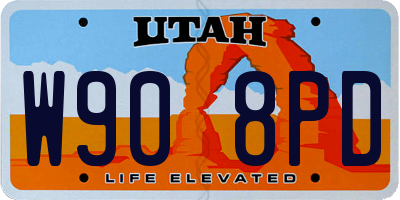 UT license plate W908PD