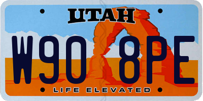 UT license plate W908PE