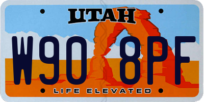 UT license plate W908PF