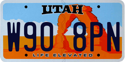 UT license plate W908PN