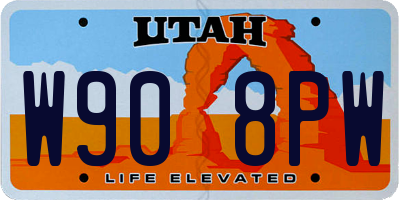 UT license plate W908PW