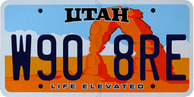 UT license plate W908RE