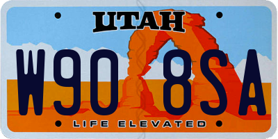 UT license plate W908SA