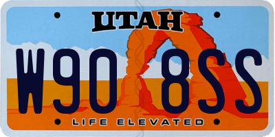 UT license plate W908SS