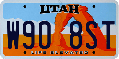 UT license plate W908ST