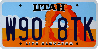 UT license plate W908TK
