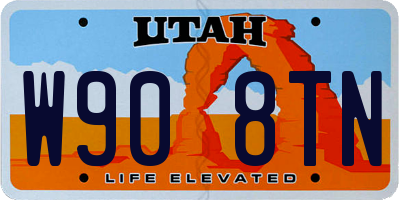UT license plate W908TN