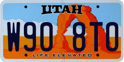 UT license plate W908TO