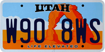 UT license plate W908WS