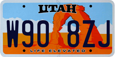 UT license plate W908ZJ