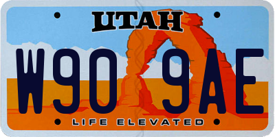 UT license plate W909AE