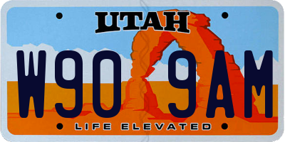 UT license plate W909AM