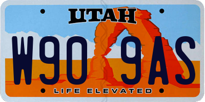 UT license plate W909AS