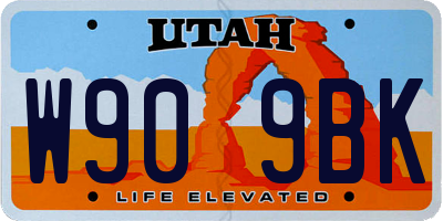 UT license plate W909BK