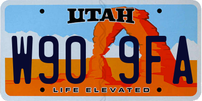 UT license plate W909FA