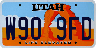 UT license plate W909FD