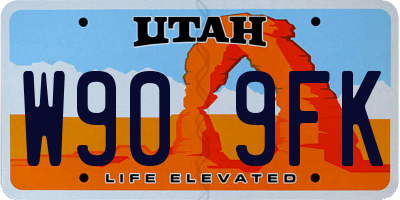 UT license plate W909FK
