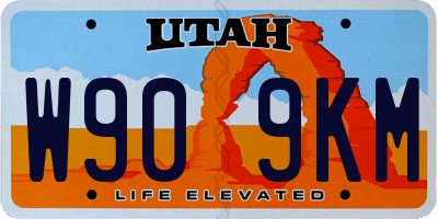 UT license plate W909KM
