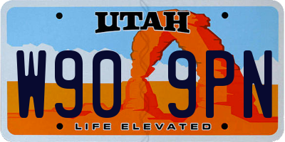 UT license plate W909PN