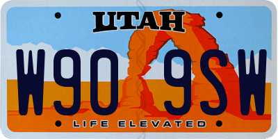 UT license plate W909SW