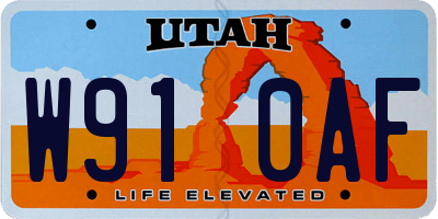 UT license plate W910AF