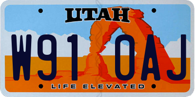 UT license plate W910AJ