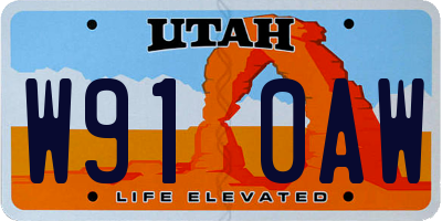 UT license plate W910AW