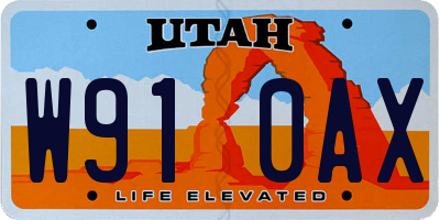 UT license plate W910AX