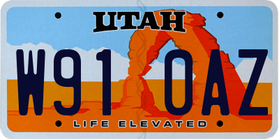 UT license plate W910AZ